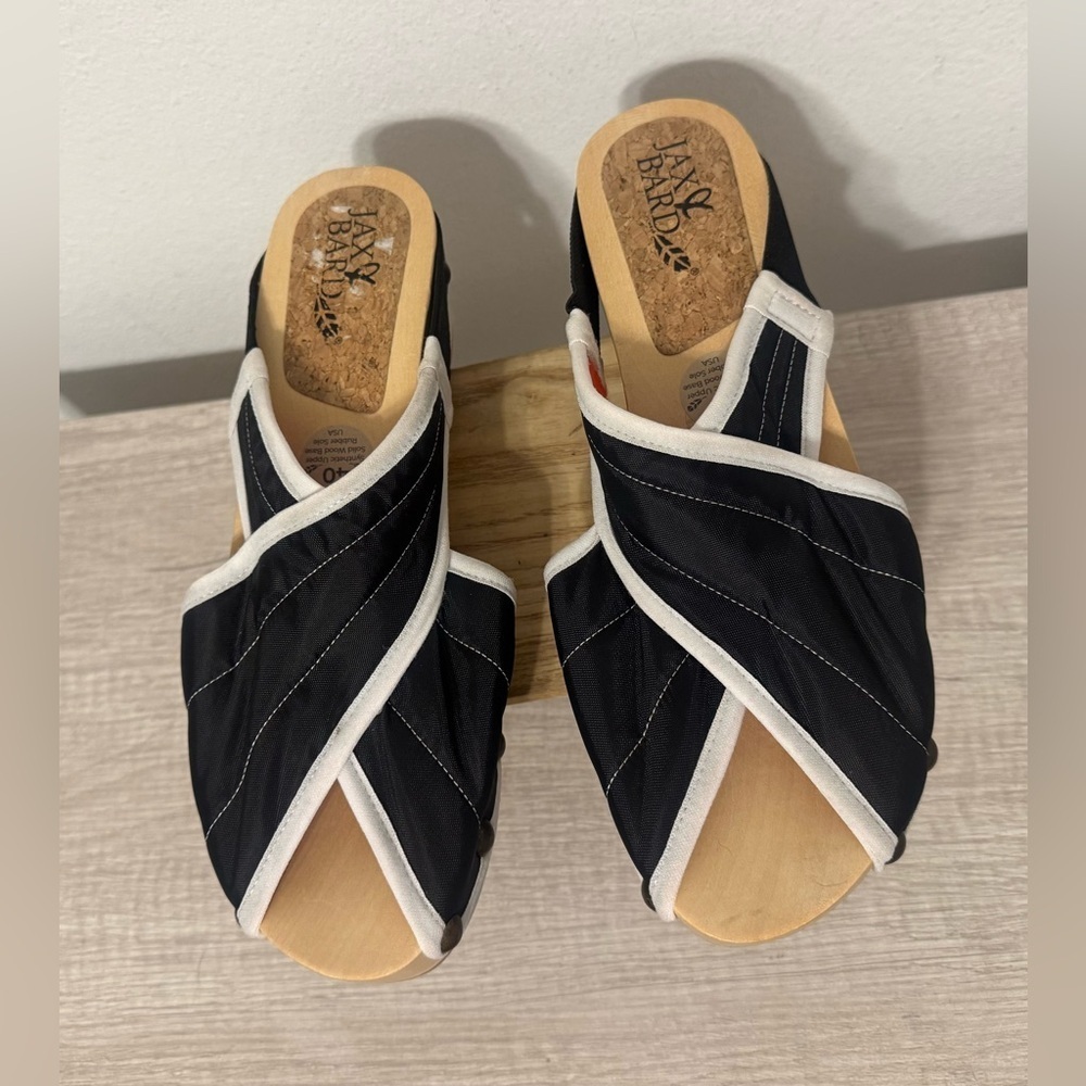 Jax & Bard x Flowfold Collab Puffin Sandal Wood Clog Black White Sz 40 US 9.5 10 - Picture 4 of 11